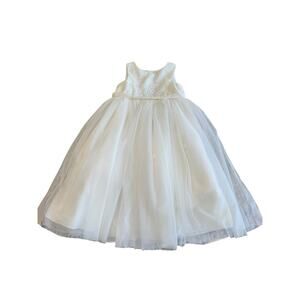David’s Bridal Girls Sz 5 Lacey Accent White Dress Flower Girl First Communion